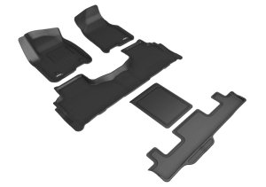 Chevrolet Tahoe Floor Mats - Front + Rear - 3D MAXpider - Kagu - Black - `21-`24